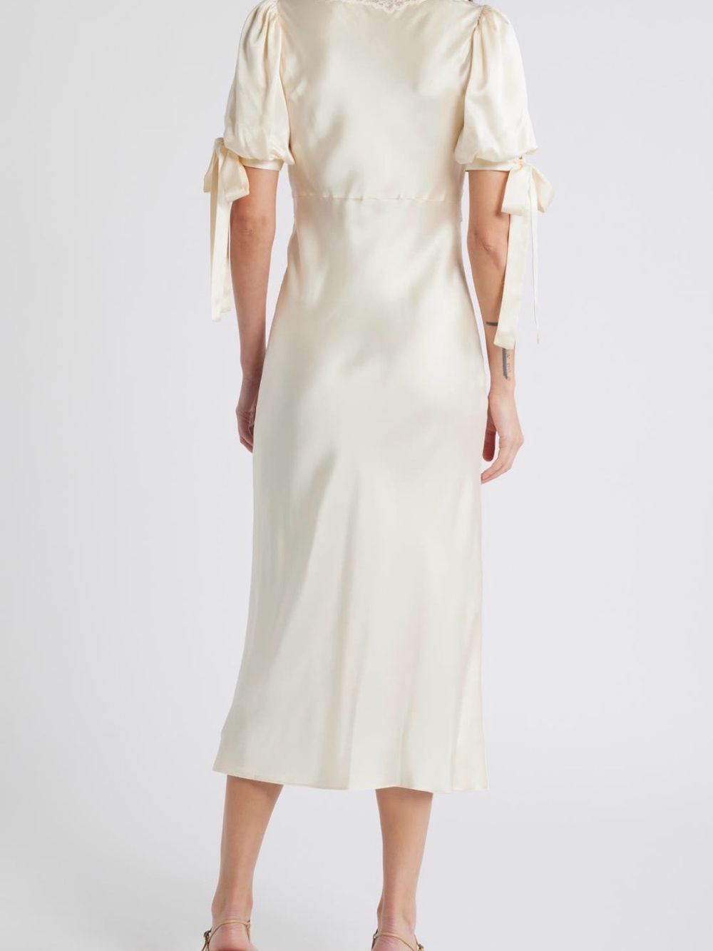 Reformation x Kacey Musgraves Stella Lace Trim Silk Midi Dress - Picture 3 of 7